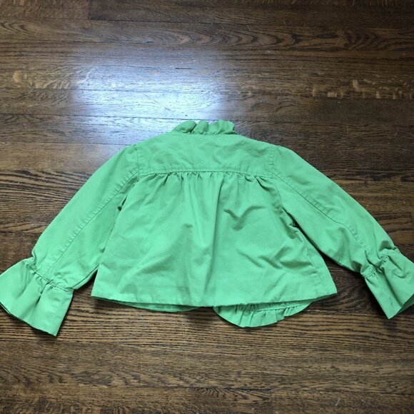 Cropped Green Jacket With Ruffles - Picture 6 of 7
